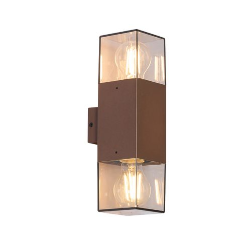 Applique Murale Extérieure Brun Rouille Avec Abat-jour Fumé 2 Lumières Ip44 - Denmark