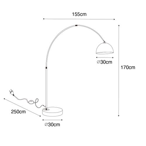 Lampe D'arche Moderne Noire Avec Verre Fumé - Arc