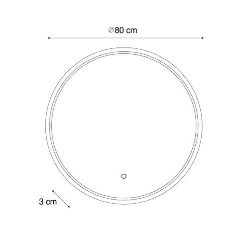 Miroir De Salle De Bain Moderne 80 Cm Avec LED Et Variateur Tactile - Sebas