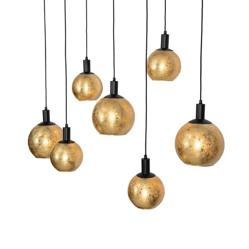 Suspension Design Noire Avec Verre Doré 7 Lumières - Bert