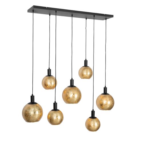Suspension Design Noire Avec Verre Doré 7 Lumières - Bert