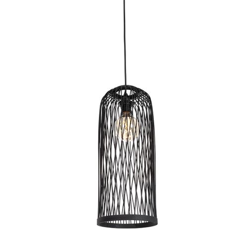 Lampe Suspendue D'extérieur Rurale En Rotin Noir 3 Lumières - Calamus