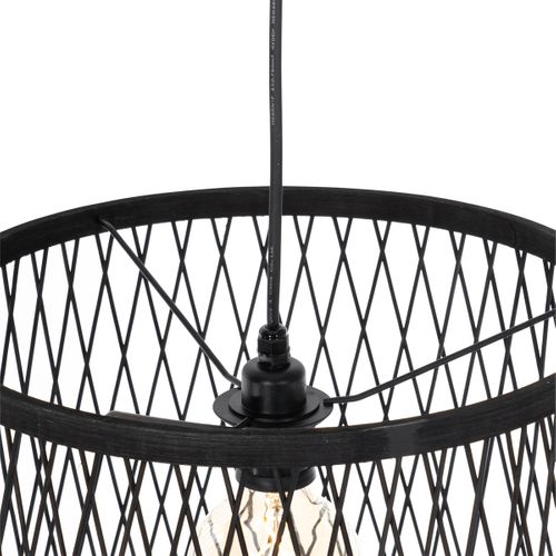 Lampe Suspendue D'extérieur Rurale En Rotin Noir 3 Lumières - Calamus
