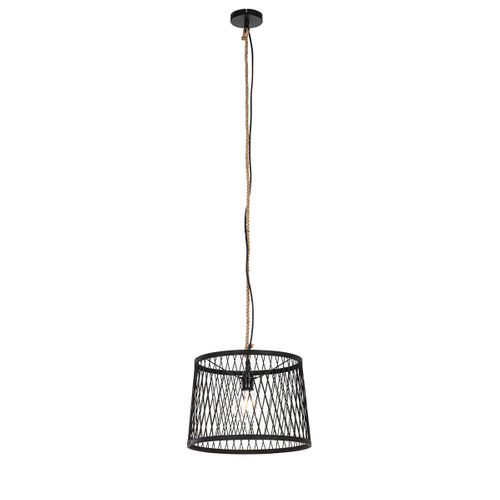 Lampe Suspendue D'extérieur Rurale En Rotin Noir 40 Cm - Calamus