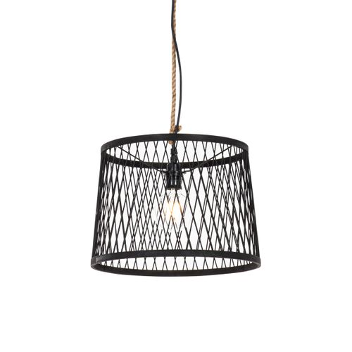 Lampe Suspendue D'extérieur Rurale En Rotin Noir 40 Cm - Calamus