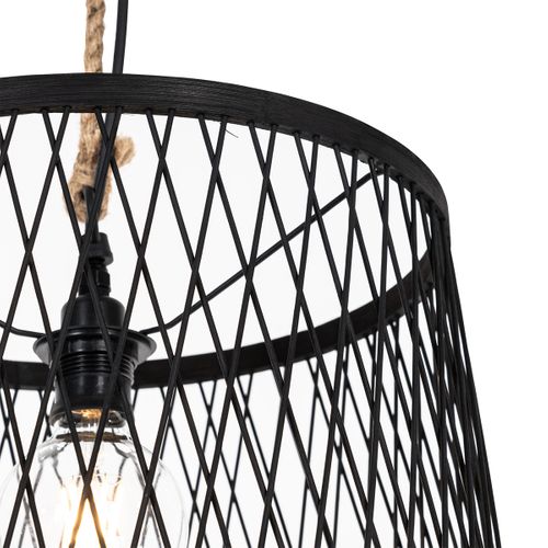 Lampe Suspendue D'extérieur Rurale En Rotin Noir 40 Cm - Calamus