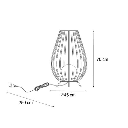 Lampadaire Design Noir Avec Opale 70 Cm Ip44 - Angela