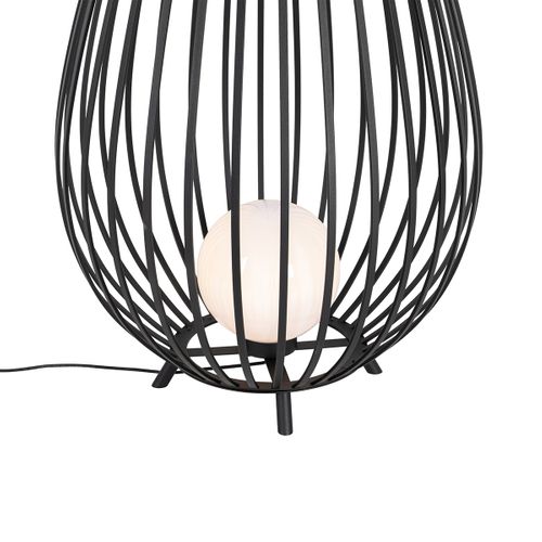 Lampadaire Design Noir Avec Opale 110 Cm Ip44 - Angela
