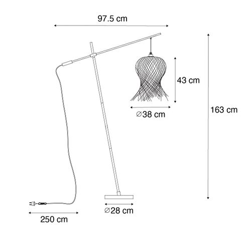 Lampadaire D'extérieur Oriental Bambou Ip44 - Carlos