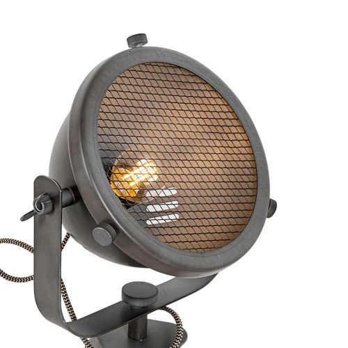 Lampe De Table Industrielle Trépied En Acier Avec Bois Inclinable - Emado