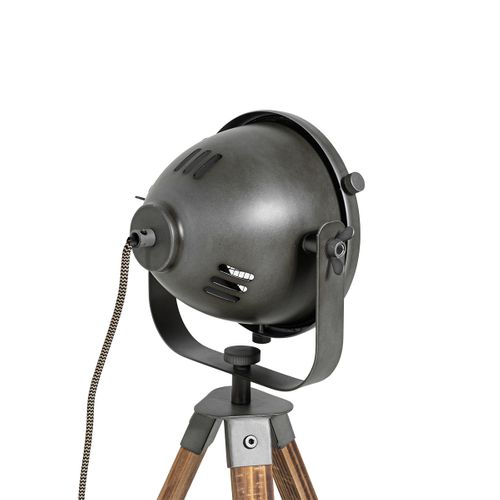 Lampe De Table Industrielle Trépied En Acier Avec Bois Inclinable - Emado