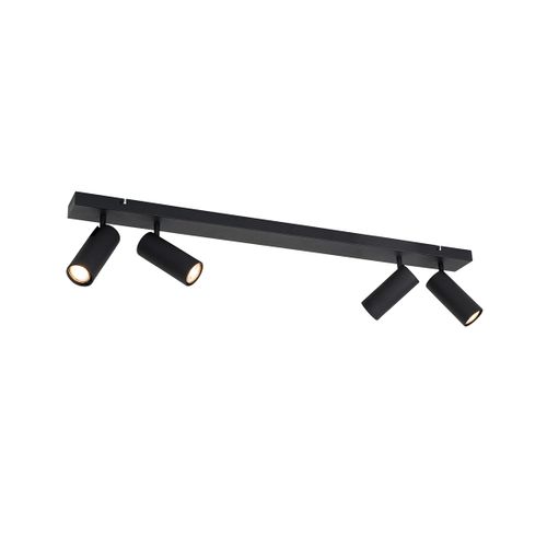 Spot De Plafond Moderne Noir 4 Lumières Orientable - Renna