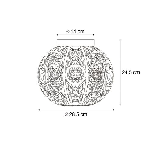 Plafonnier Oriental Doré Et Vert 28,5 Cm - Baloo