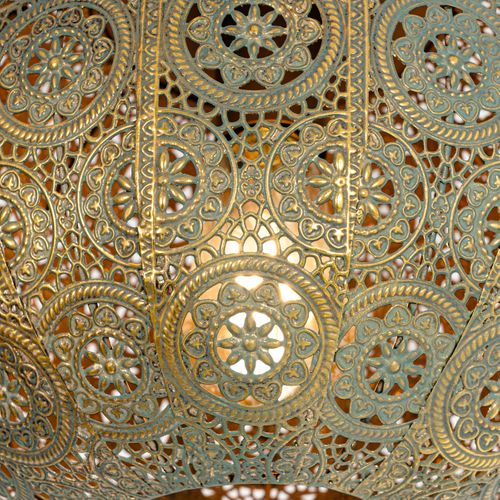 Plafonnier Oriental Doré Et Vert 28,5 Cm - Baloo