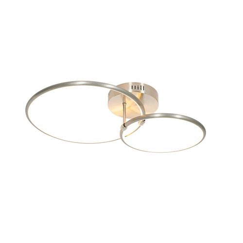 Plafonnier Design Acier Avec LED Intégrée, Intensité Variable Sur 3 Niveaux, 2 Lumières - Joaniqa
