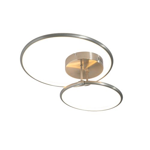 Plafonnier Design Acier Avec LED Intégrée, Intensité Variable Sur 3 Niveaux, 2 Lumières - Joaniqa