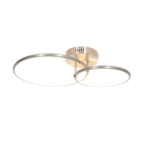 Plafonnier Design Acier Avec LED Intégrée, Intensité Variable Sur 3 Niveaux, 2 Lumières - Joaniqa