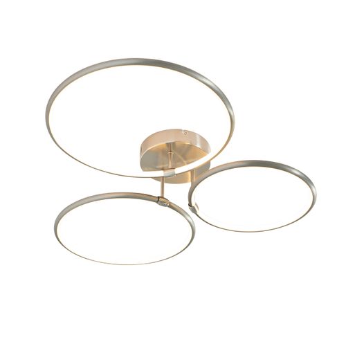 Plafonnier Design Acier Avec LED Intégrée, Variateur 3 Niveaux, 3 Lumières - Joaniqa