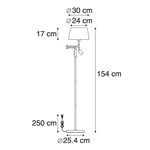Lampadaire Bronze Avec Abat-jour Blanc Et Liseuse Réglable - Ladas