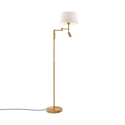 Lampadaire Bronze Avec Abat-jour Blanc Et Liseuse Réglable - Ladas