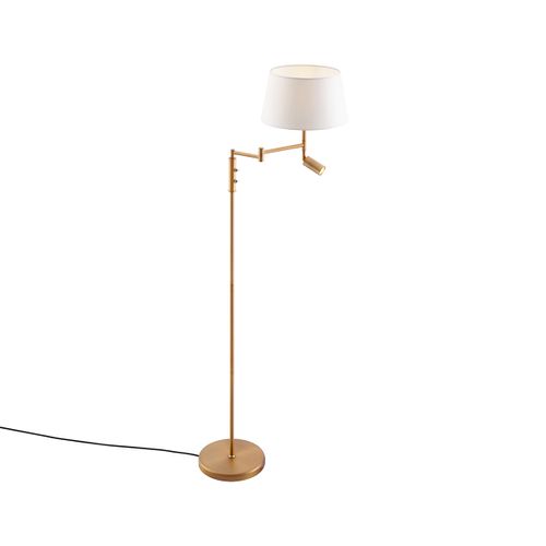 Lampadaire Bronze Avec Abat-jour Blanc Et Liseuse Réglable - Ladas