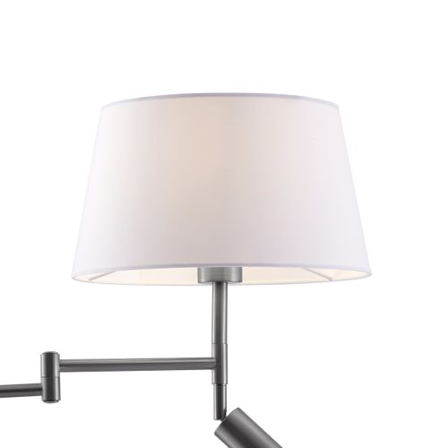 Lampadaire En Acier Avec Abat-jour Blanc Et Liseuse Orientable - Ladas