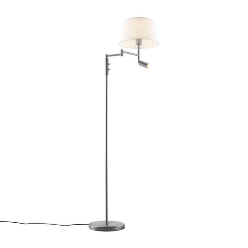 Lampadaire En Acier Avec Abat-jour Blanc Et Liseuse Orientable - Ladas