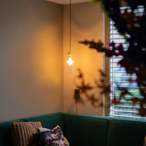 Lampe à Suspension Art Déco Dorée Avec Verre - Laura