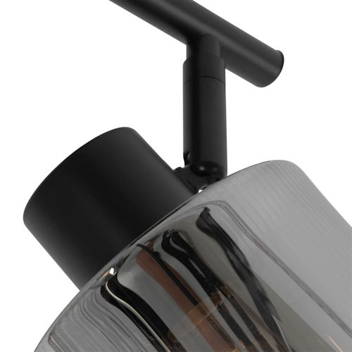 Spot De Plafond Noir Avec Verre Fumé 2 Lumières Orientables - Laura