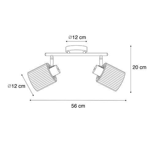 Spot De Plafond Noir Avec Verre Fumé 2 Lumières Orientables - Laura