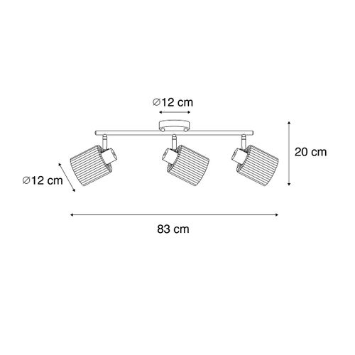 Spot De Plafond Noir Avec Verre Fumé 3 Lumières Orientables - Laura