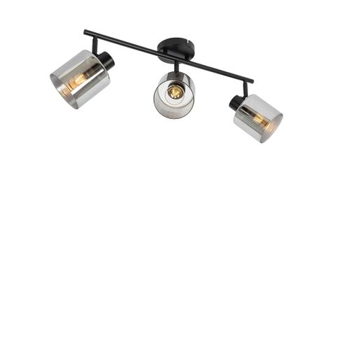 Spot De Plafond Noir Avec Verre Fumé 3 Lumières Orientables - Laura