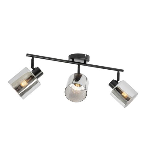 Spot De Plafond Noir Avec Verre Fumé 3 Lumières Orientables - Laura