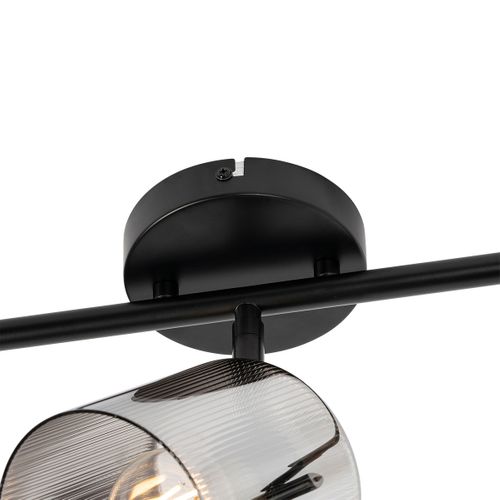 Spot De Plafond Noir Avec Verre Fumé 3 Lumières Orientables - Laura
