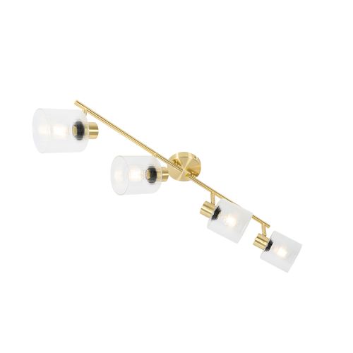 Spot De Plafond Doré Avec Verre 4 Lumières Orientables - Laura