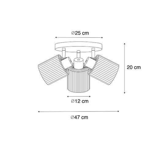 Spot De Plafond Noir Avec Verre Fumé Rond 3 Lumières Orientable - Laura