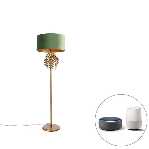Lampadaire Intelligent Or Avec Abat-jour Vert Avec Wifi A60 - Botanica