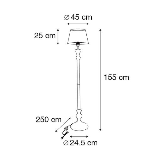 Lampadaire Intelligent Avec Abat-jour De 45 Cm Noir Avec Wifi A60 - Classico