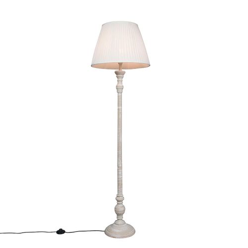 Lampadaire Intelligent Gris Avec Abat-jour Plissé Blanc Avec Wifi A60 - Classico