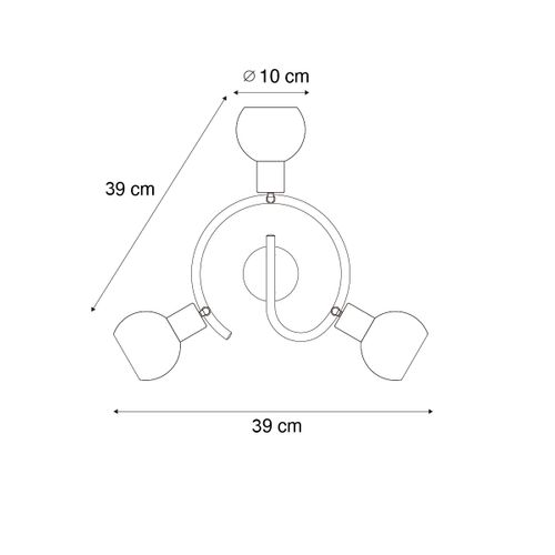Plafonnier Art Déco Noir Avec Verre Fumé Rond 3 Lumières - Vidro