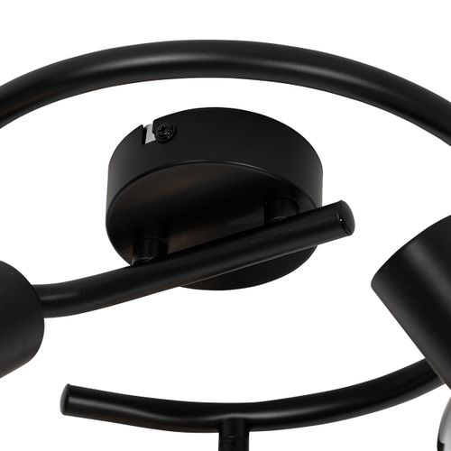 Plafonnier Art Déco Noir Avec Verre Fumé Rond 3 Lumières - Vidro