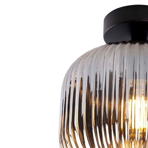 Plafonnier Intelligent Noir Avec Verre Fumé Avec Wifi A60 - Karel