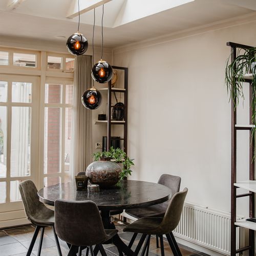 Lampe Suspendue Intelligente En Laiton Avec Verre Noir Avec 3 Wifi St64 - Pallon