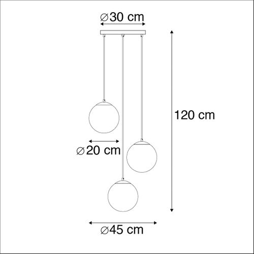 Lampe Suspendue Intelligente En Laiton Avec Verre Noir Avec 3 Wifi St64 - Pallon