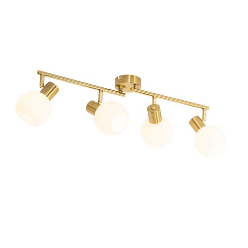 Plafonnier Spot Doré Avec Verre Opale 4 Lumières Orientables - Anouk