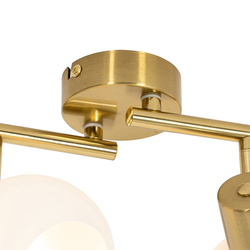 Plafonnier Spot Doré Avec Verre Opale 4 Lumières Orientables - Anouk