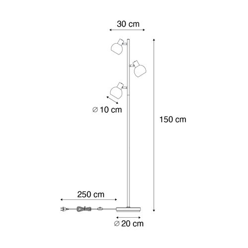 Lampadaire Doré Verre Opale 3 Lumières Orientable - Anouk