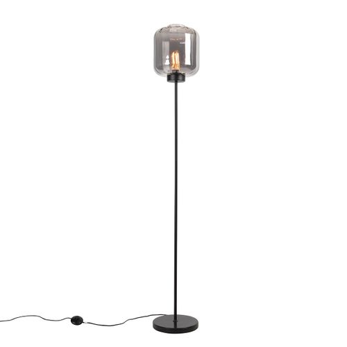 Lampadaire Intelligent Noir Avec Verre Fumé Avec Wifi St64 - Qara
