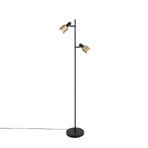 Lampadaire Intelligent Noir Avec Or, Y Compris 2 A60 Wifi - Stijn