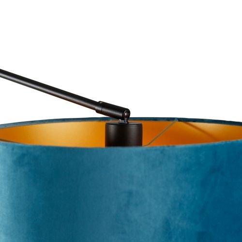 Applique Noire Avec Abat-jour Velours Bleu 35 Cm Réglable - Blitz
